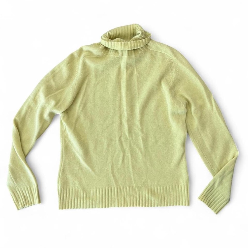 Pursuits, ltd citrus yellow green 100% cashmere turtleneck sweater